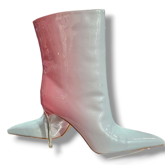 Ombre stiletto Ankle High Heeled boots, With Clear Heel. Size 8 - Picture 1 of 6